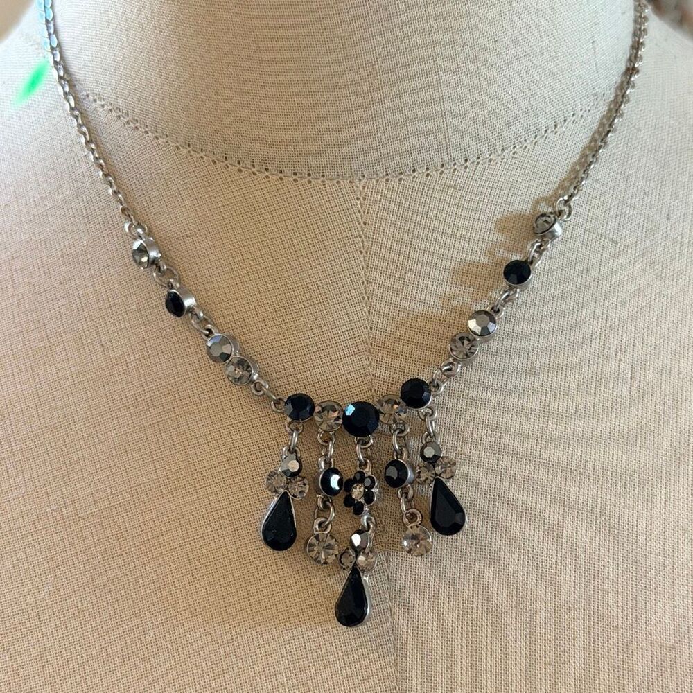 BLV Belle La Vie Black Crystal Chandelier Necklace